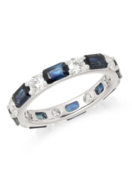 AdornA Jewelry - Radiance Veil Diamond 14K(or 18k upon request)Yellow Gold Eternity Sapphire Ring